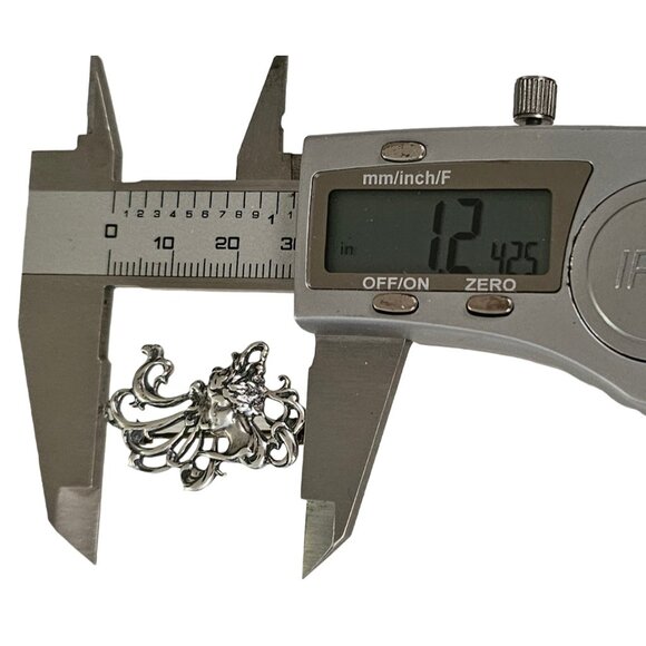 Sterling Silver Art Nouveau Mucha Style Lady Brooch Pin Pendant L161 - Picture 7 of 8